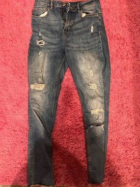 H&M Distressed Skinny Jeans - Blue Wash